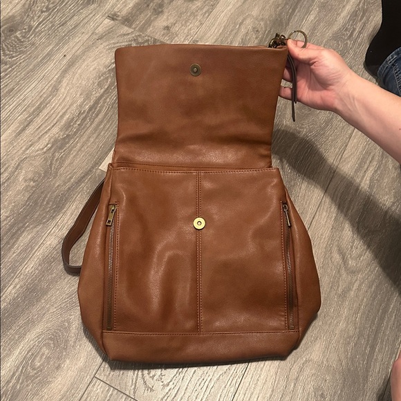 Frye Cognac Leather Flap Backpack with Brass Accent main image 13